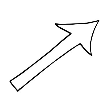 Elle çizilmiş okun vektörü. El çizimi karalama ikonu. Basit çizim ögesi beyaz arkaplanda izole edildi.