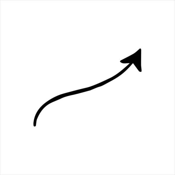 Vektor ručně kresleného šípu. Ručně kreslená ikona. Jednoduchý kreslicí prvek izolovaný na bílém pozadí. — Stockový vektor