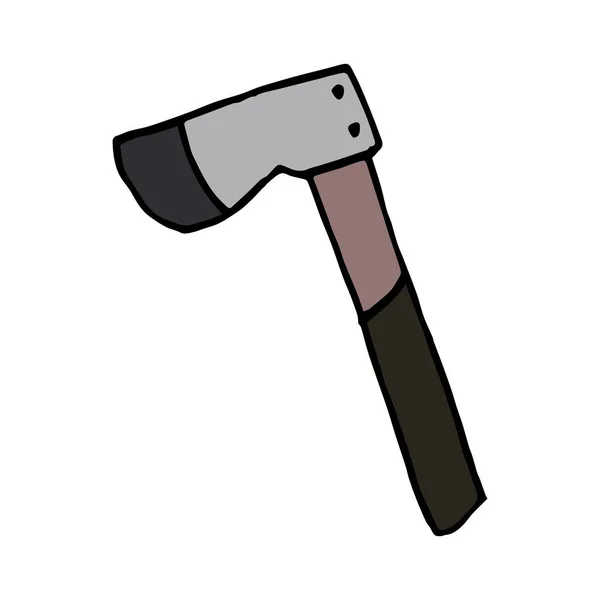 Bijl geïsoleerd in omtrek. Axe - een handgereedschap om met hout te werken. Instrument in doodle stijl geïsoleerd op een witte achtergrond. Apparatuur voor timmerwerk vector illustratie. Doodle stijl — Stockvector