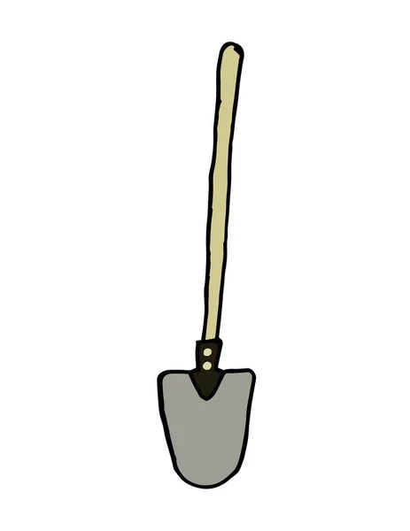 Vektorillustration av en spade för trädgården. Handdragen spade. Skyffla på en vit bakgrund vektor illustration i Doodle stil. — Stock vektor