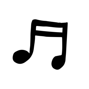 Elle çizilmiş müzik notası. Müzik notası simgesi. Çizgi filmdeki vektör çizimi. Beyaz arkaplanda izole edilmiş vektör.