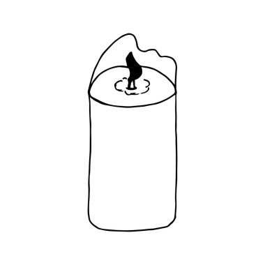 Karalama tarzında mum vektör illüstrasyonu. Doğum günü kartları, posterler, çıkartmalar ve mevsimlik tasarımlar için kış öğeleri. Beyaz arka planda izole edilmiş. Yeni Yıl, Noel ya da Sonbahar 'ın el yapımı unsurları.