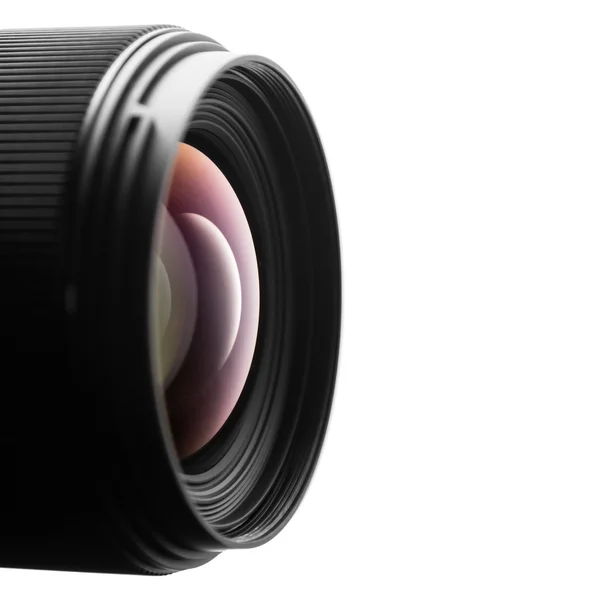 Camera lens close up on white background — Stock Photo, Image