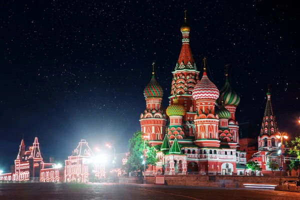 Aziz Basil Katedrali, Kızıl Meydan geceleri. Moscow, Rusya Federasyonu — Stok fotoğraf