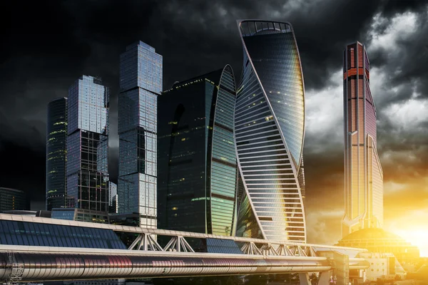 Moscow city, Rusya Federasyonu. Moskova Uluslararası İş Merkezi. gün batımında — Stok fotoğraf