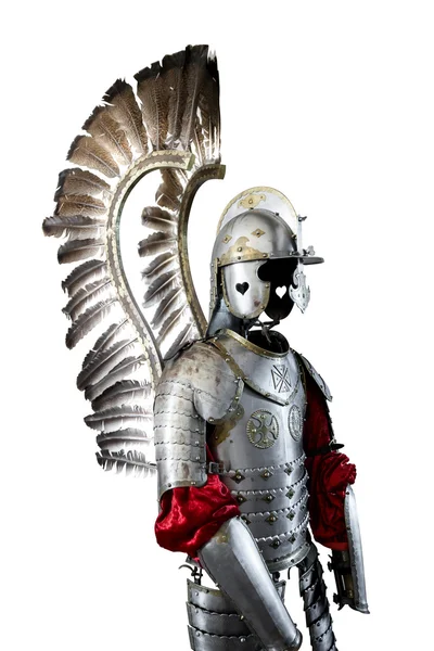 Old metal knight armour isolated on white background — Stock Photo, Image