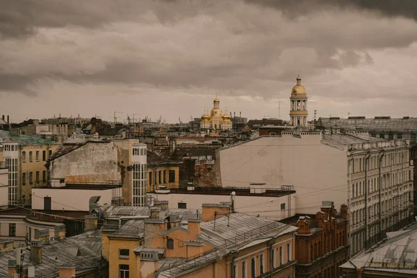 Санкт Петербург Росія Повітряний Вид Даху Дощовий День Кольоровий Фільтр — стокове фото