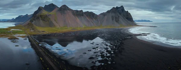 Letecký Pohled Horu Vestrahorn Mysu Stokksnes Východním Islandu Islandská Krajina — Stock fotografie