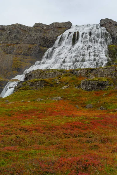 Cachoeira Dynjandi Fjallfoss Região Dos Fiordes Ocidentais Norte Islândia Bela — Fotografia de Stock