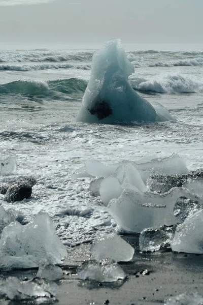 Diamond Beach Jokulsarlon Paesaggio Islanda Orientale Ghiaccio Nell Oceano — Foto Stock