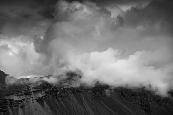 Islândia Sul Bela Natureza Paisagem Dramática Dia Preto Branco Tonificado — Fotografia de Stock