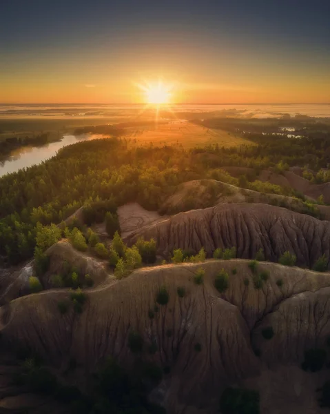 Doğanın Hava Aracı Görüntüsü Romantsevskiye Gory Konduki Renkli Bir Gün — Stok fotoğraf