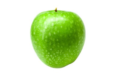 Beyaz arkaplanda yeşil taze elma izole edildi