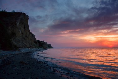Volga Nehri cliff sahilinde güzel gün batımı