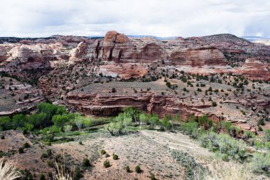 Calf Creek Kanyonu 'nun 12. otoyol boyunca uzanan manzarası - Grand Staircase - Utah, ABD' deki Escalante Ulusal Anıtı