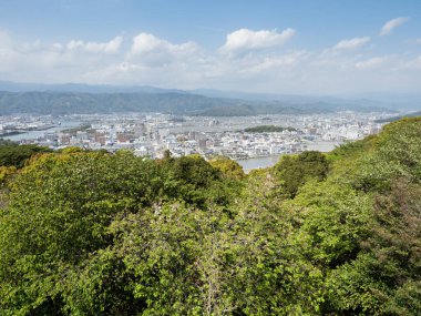 Godai Dağı 'nın tepesinden Kochi, Japonya' nın panoramik manzarası.