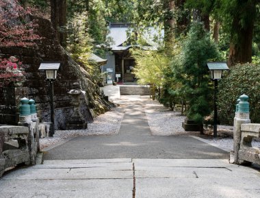 Tokushima, Japonya - 4 Nisan 2018 Tairyuji 'de, Shikoku hac yolculuğunun 21 numaralı tapınağı