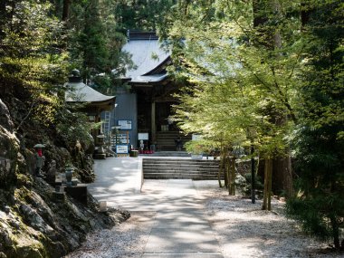 Tokushima, Japonya - 4 Nisan 2018 Tairyuji 'de, Shikoku hac yolculuğunun 21 numaralı tapınağı