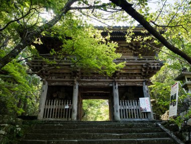Kochi, Japonya - 6 Nisan 2018: Shikoku haccının 31 numaralı tapınağı Chikurinji 'nin girişi
