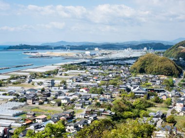 Zenjibuji 'den Kochi kıyı şeridi üzerinde panoramik manzara, Shikoku hac yolculuğunun 32 numaralı tapınağı - Kochi vilayeti, Japonya
