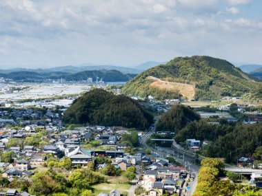 Zenjibuji 'nin Kochi kenar mahallelerinin panoramik manzarası, Shikoku haccının 32 numaralı tapınağı - Kochi vilayeti, Japonya