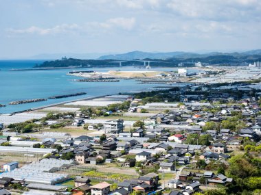 Zenjibuji 'den Kochi kıyı şeridi üzerinde panoramik manzara, Shikoku hac yolculuğunun 32 numaralı tapınağı - Kochi vilayeti, Japonya