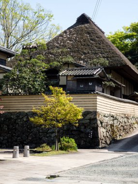 Ozu, Japonya - 9 Nisan 2018: Ozu Eski Kasabası 'nda tarihi bir villa olan Garyu Sanso' ya Giriş