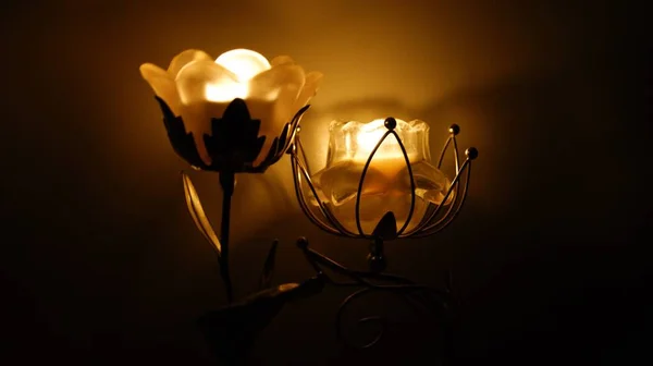 Gyönyörű Romantikus Gyertyák Valentin Nap — Stock Fotó