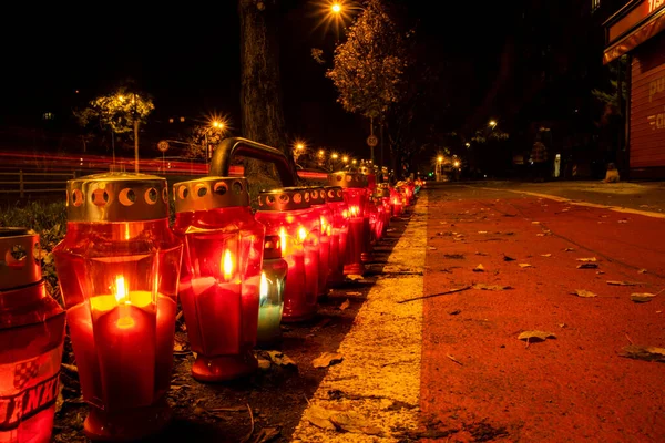 Zagreb Croacia Noviembre 2020 Encendiendo Velas Calle Vukovarska Zagreb Llamada —  Fotos de Stock