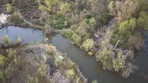 Vista Aérea Las Zonas Pesca Del Pantano Las Afueras Ciudad — Foto de Stock