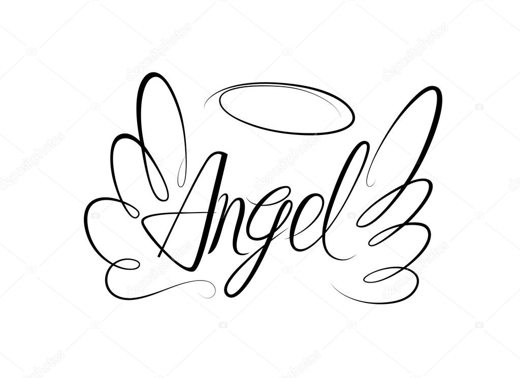 Word Angel and two wings — Stock Vector © alexcosmos 100596258