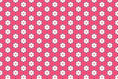 Kırmızıda beyaz yıldızlı kusursuz desen. Dekoratif elementlerle Basit Kusursuz Desen.