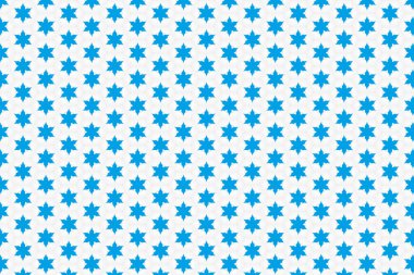 Mavi Yıldızlı Kusursuz Desen ya da Beyaz Arkaplanda Noktalar. Donanma Paketleme Yıldızı Kağıt Mavi Arkaplan.