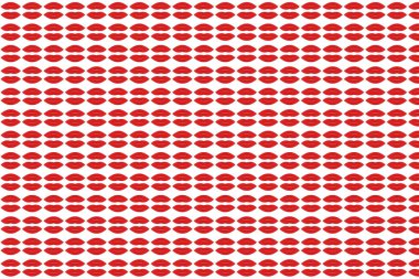 Kırmızı ve Beyaz Noktalar. Beyazın Yatay Çizgileri olan Soyut Kusursuz Desen. Geometrik Süslü Desen.