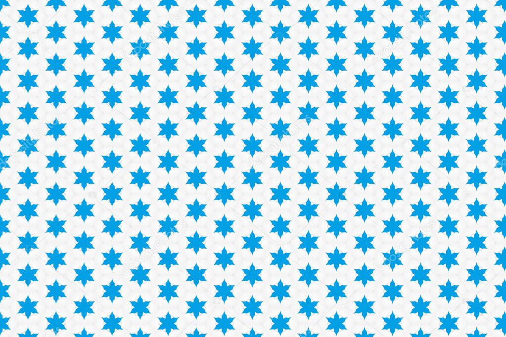Seamless Pattern With Blue Star Or Dots In White Background. Navy Wrapping Star Paper Blue Background.