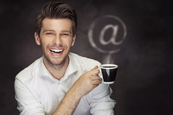 Conceptual picture of the man with coffee — Stock Photo, Image