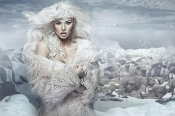 Snow queen on the ice island — Stock Photo, Image