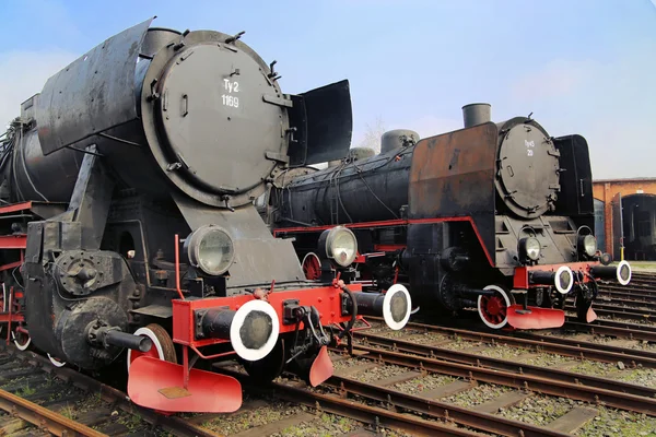 Picture of the black antique locomotives — Stock Photo, Image