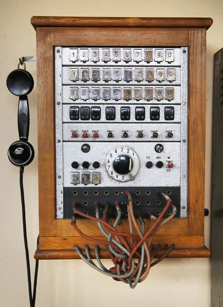 Photo presenting the old wooden telephone — Stock Photo, Image