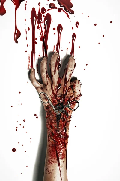 Skräck stil bild av en blödande hand — Stockfoto