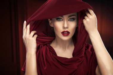 Portrait of the lady in red clipart