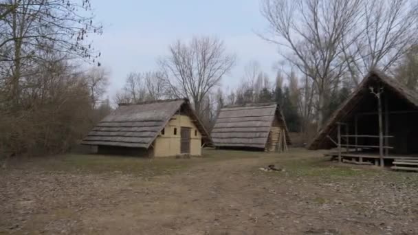 Reconstrucción de un pueblo prehistórico en Véneto — Vídeo de stock