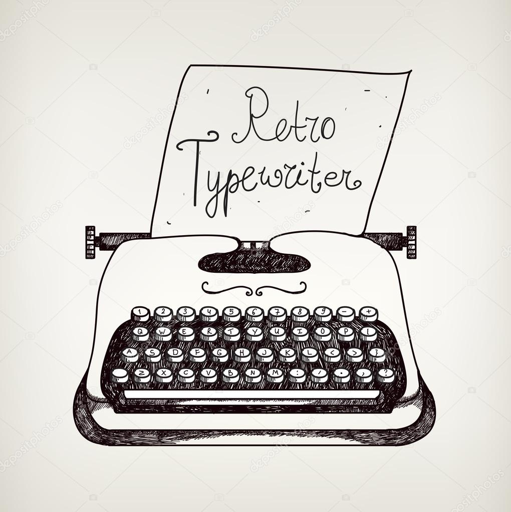 Doodle typewriter with paper. — Stock Vector © Marylia 58773683