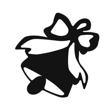 Kurdeleli çanın el çizimi vektör çizimi. Doodle tarzı soyut çizim.