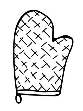 Mutfak tutacağının el çizimi vektör çizimi. Doodle tarzı çizim.