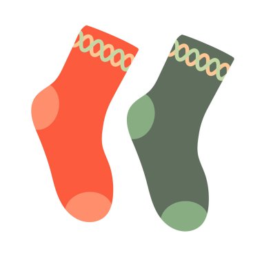 Güzel çoraplar. Soğuk hava kıyafetleri. Vektör el çizimi resimleme.