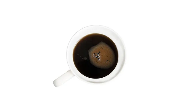 Taza Con Café Negro Fuerte Con Espuma Sobre Fondo Blanco —  Fotos de Stock