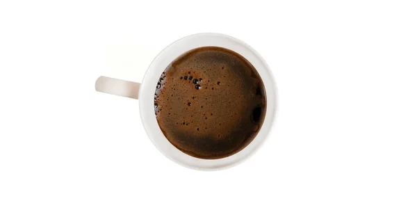 Starker Aromatischer Schwarzer Kaffee Mit Schaum Auf Weißem Isoliertem Hintergrund — Stockfoto