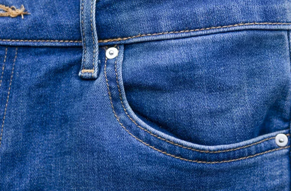 Close Van Modieuze Blauwe Jeans Pocket Loop Achtergrond Kopieer Ruimte — Stockfoto