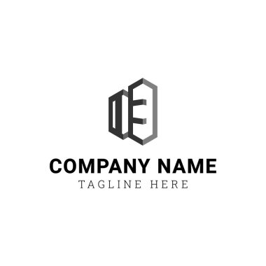 Basit bir logo tasarımı harfi O + harfi E bir bina şeklinde, binalarla ilgili işletmeler veya şirketler için uygun ve baş harfleri O veya E